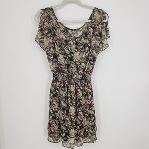 Express Floral Flutter Sleeve Dress Sz s